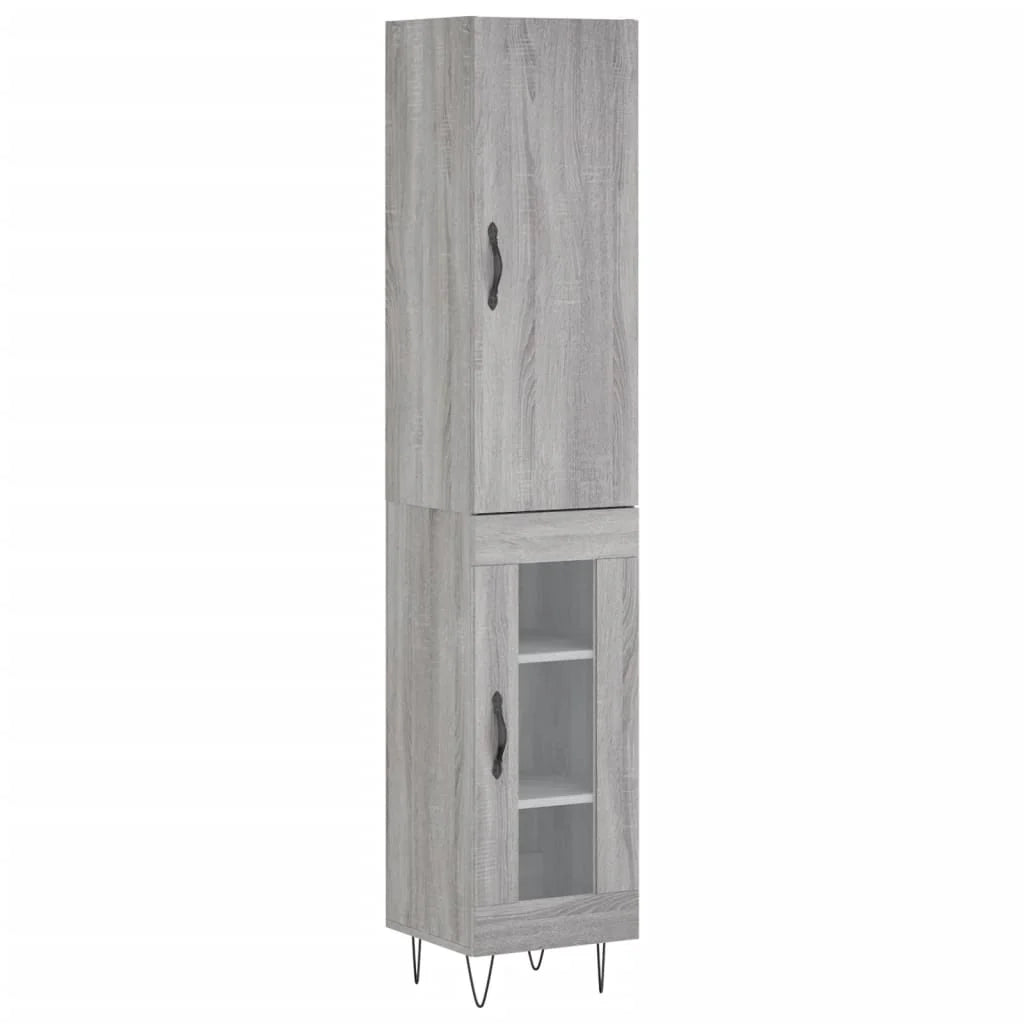 Buffet credenza cassettiera armadio mobile contenitore organizer cucina soggiorno salotto rovere Sonoma alto 34,5 x 34 x 180 cm legno ingegnerizzato grigio 02_0035227