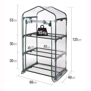 Serra da Giardino 3 Ripiani con copertura in PVC impermeabile 69x49x125H cm