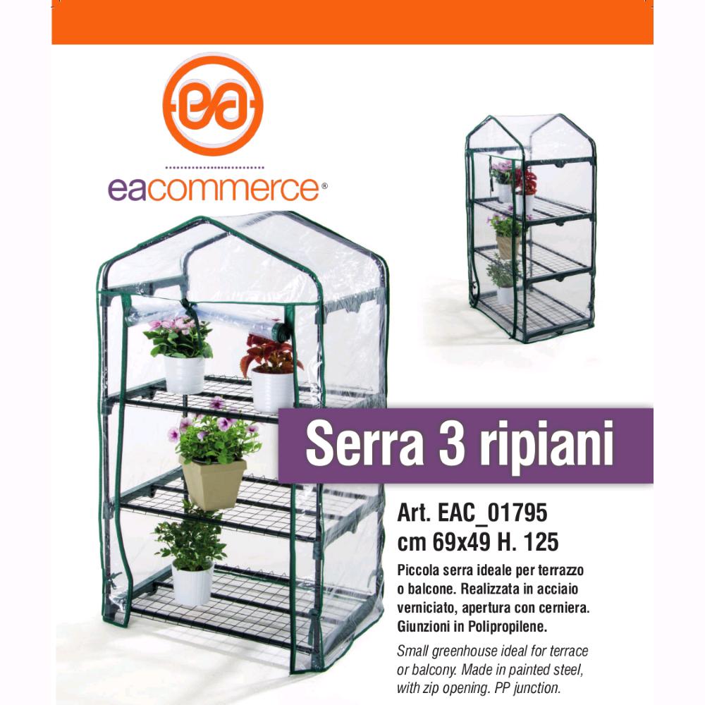 Serra da Giardino 3 Ripiani con copertura in PVC impermeabile 69x49x125H cm