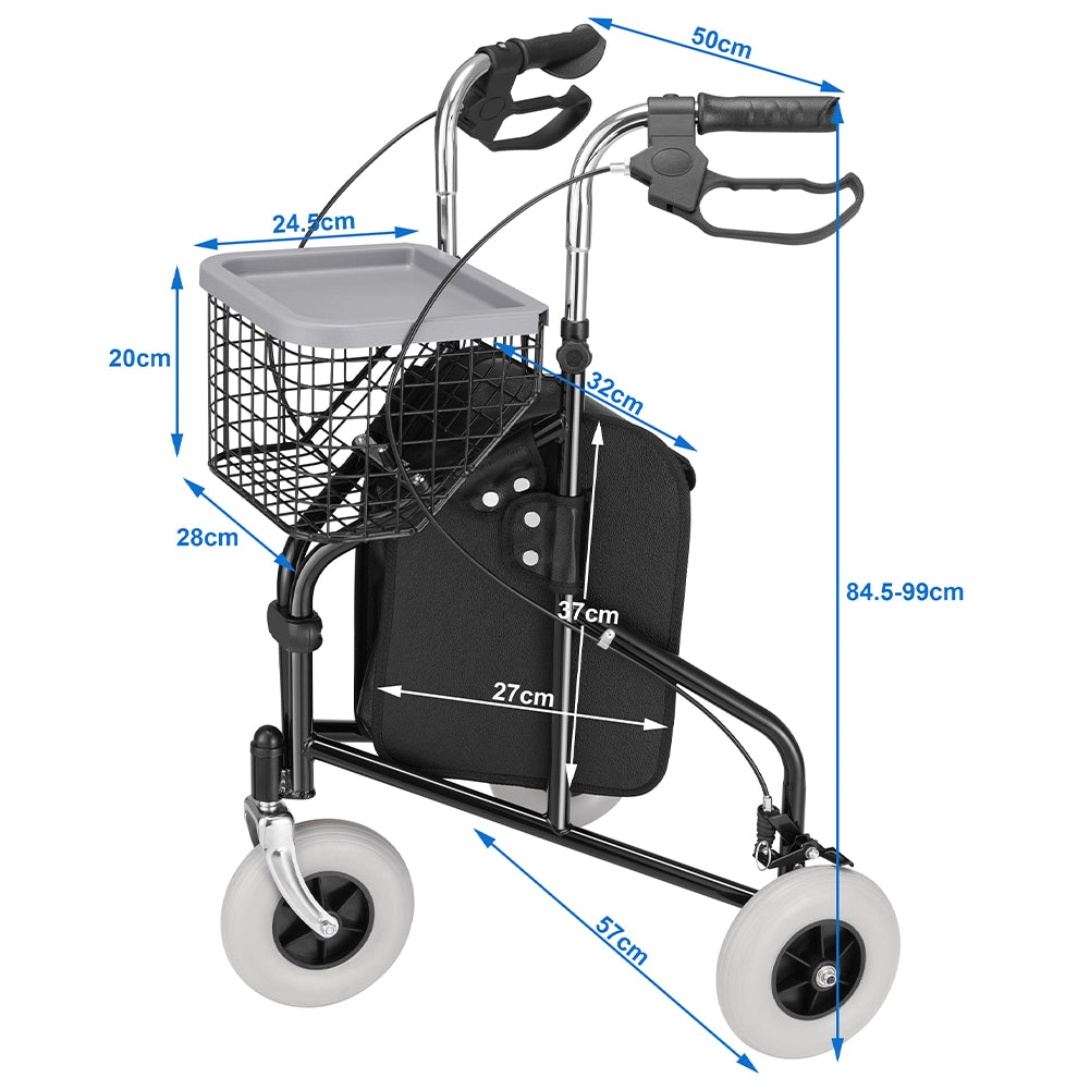 Deambulatore a 3 Ruote e Carrellino per Anzini Disabili Persone Mobilità Ridotta