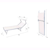 Lettino da Spiaggia Prendisole in Alluminiio da Giardino colore BIANCO con Tettuccio Parasole
