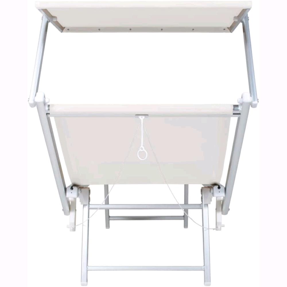 Lettino da Spiaggia Prendisole in Alluminiio da Giardino colore BIANCO con Tettuccio Parasole
