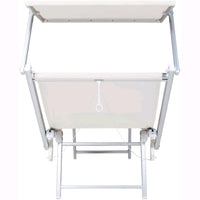 Lettino da Spiaggia Prendisole in Alluminiio da Giardino colore BIANCO con Tettuccio Parasole