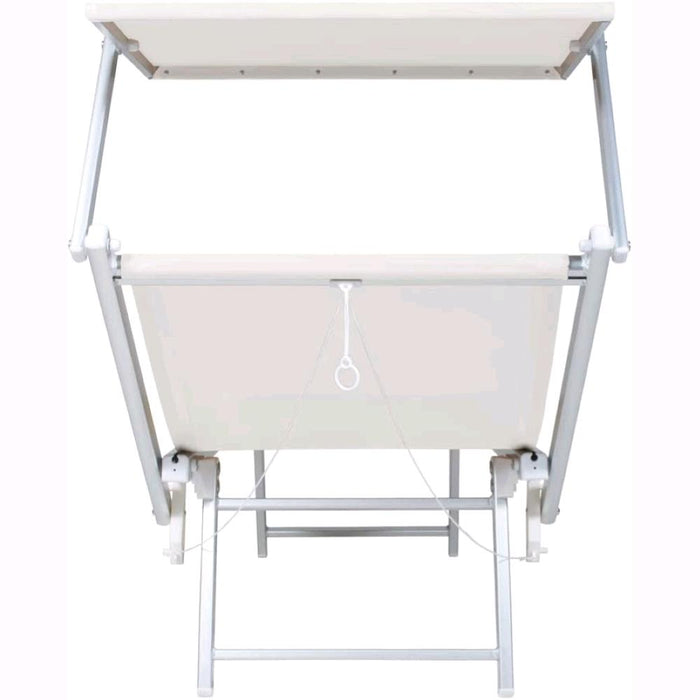 Lettino da Spiaggia Prendisole in Alluminiio da Giardino colore BIANCO con Tettuccio Parasole