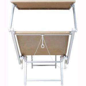 Lettino da Spiaggia Prendisole in Alluminiio da Giardino colore SABBIA con Tettuccio Parasole