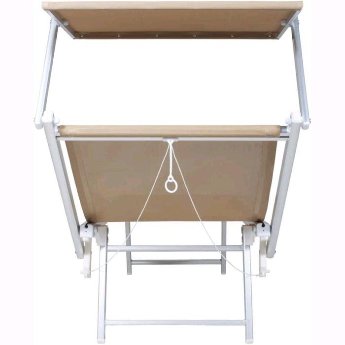 Lettino da Spiaggia Prendisole in Alluminiio da Giardino colore SABBIA con Tettuccio Parasole