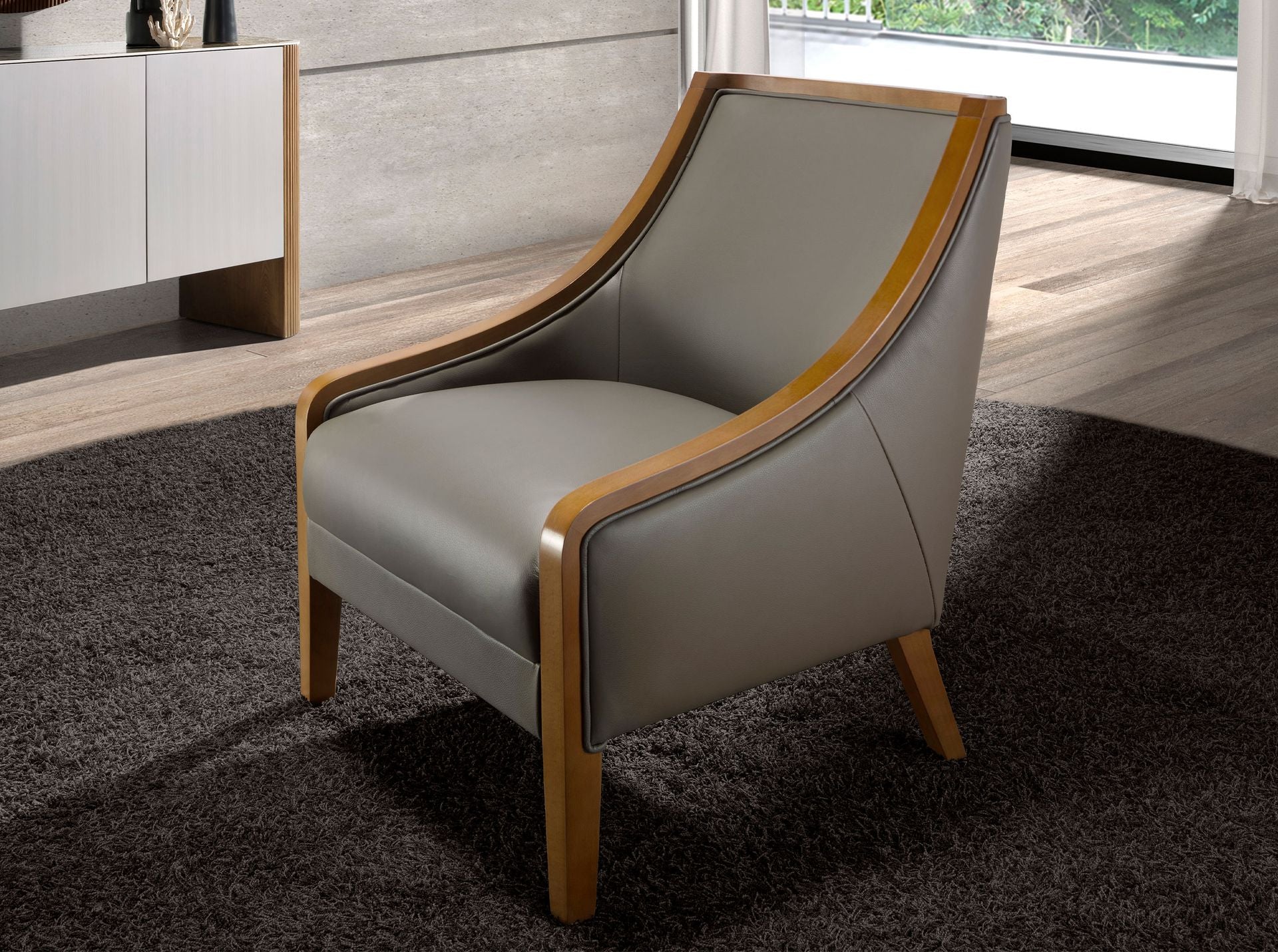 Poltrona in pelle grigia