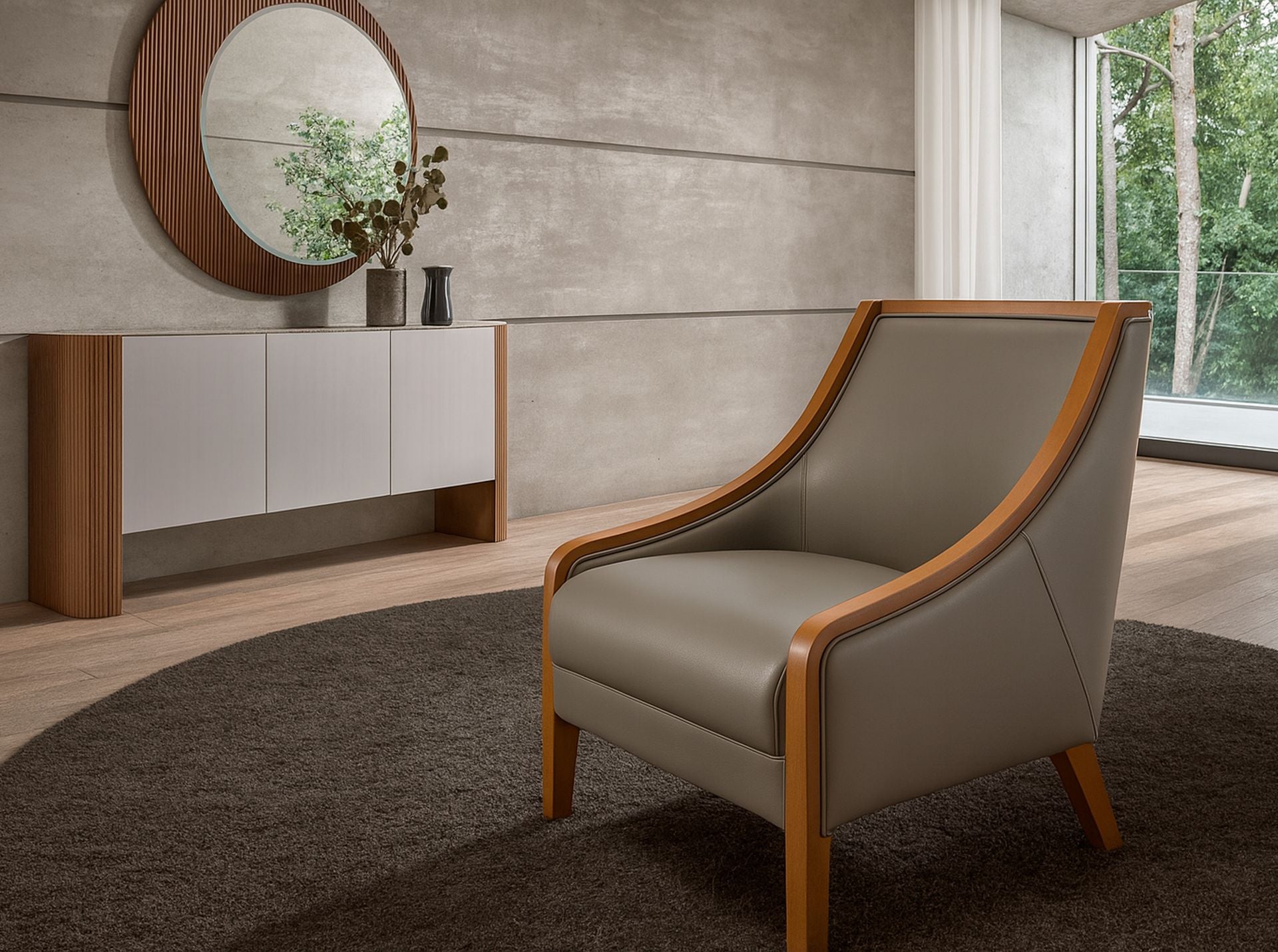 Poltrona in pelle grigia