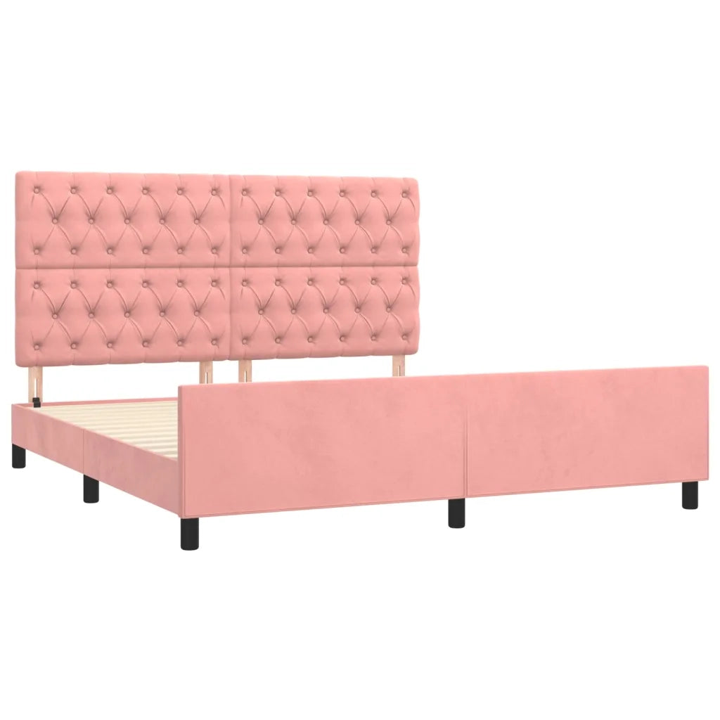 Giroletto con Testiera Rosa 160x200 cm in Velluto 3125951