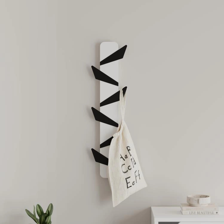 Appendiabiti da Parete con 6 Ganci Salvaspazio Verticale 74 cm Moderno Bianco