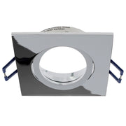 Faretto ad incasso portafaretto cromato lucido quadrato foro 70mm moderno orientabile supporto lampade GU10 GU5.3 CROMATO