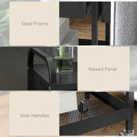 Carrello da Cucina con Cesto Cassetto Estraibile e 3 Ganci 61x32,6x58,5 cm in PP e Metallo Nero