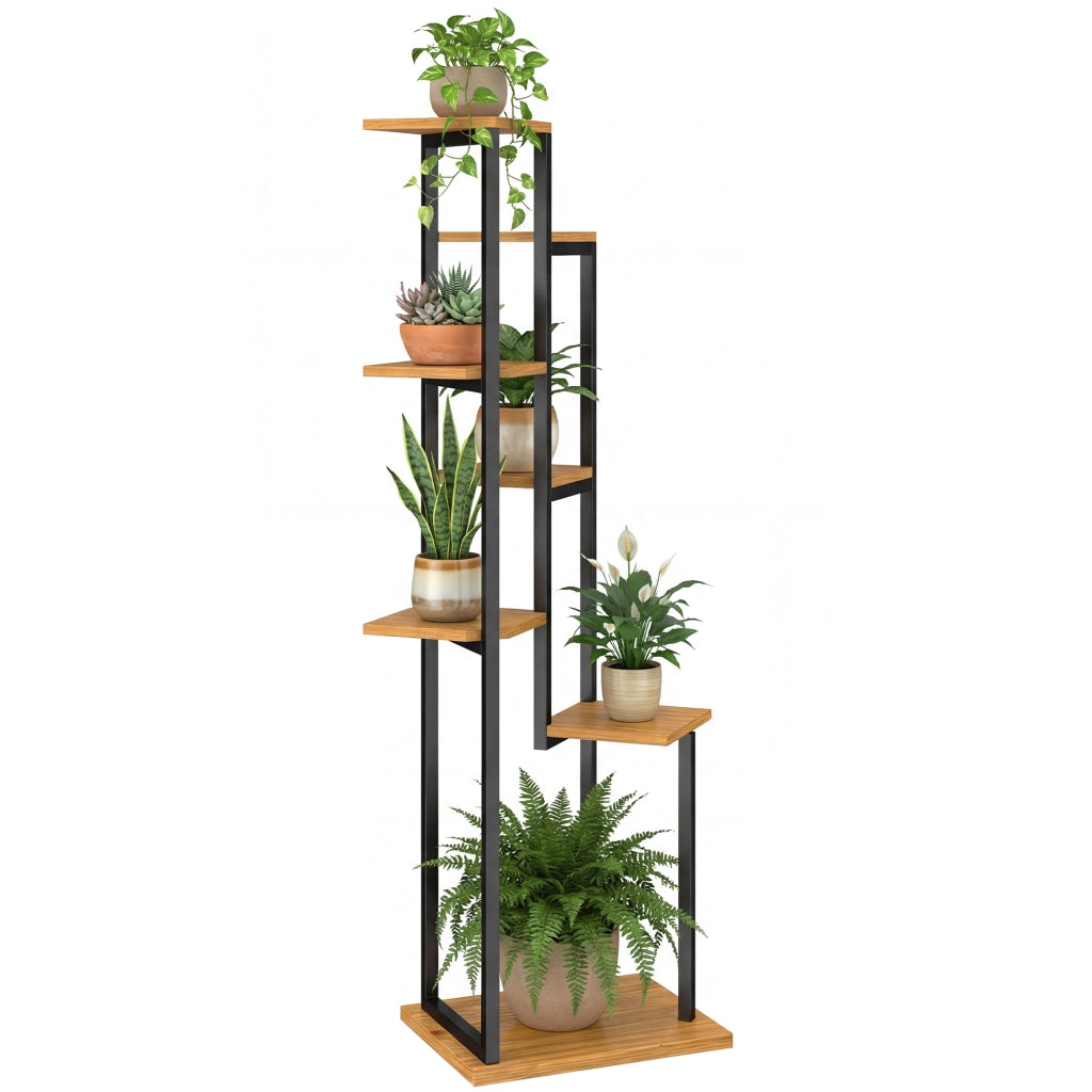 Portapiante a 7 livelli ¨C zephmum ¨C 130 cm in legno chiaro