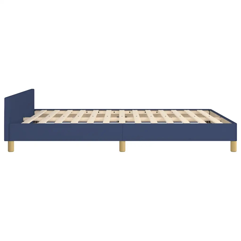 Giroletto con Testiera senza Materasso-Struttura Letto Blu 140x190 cm Tessuto