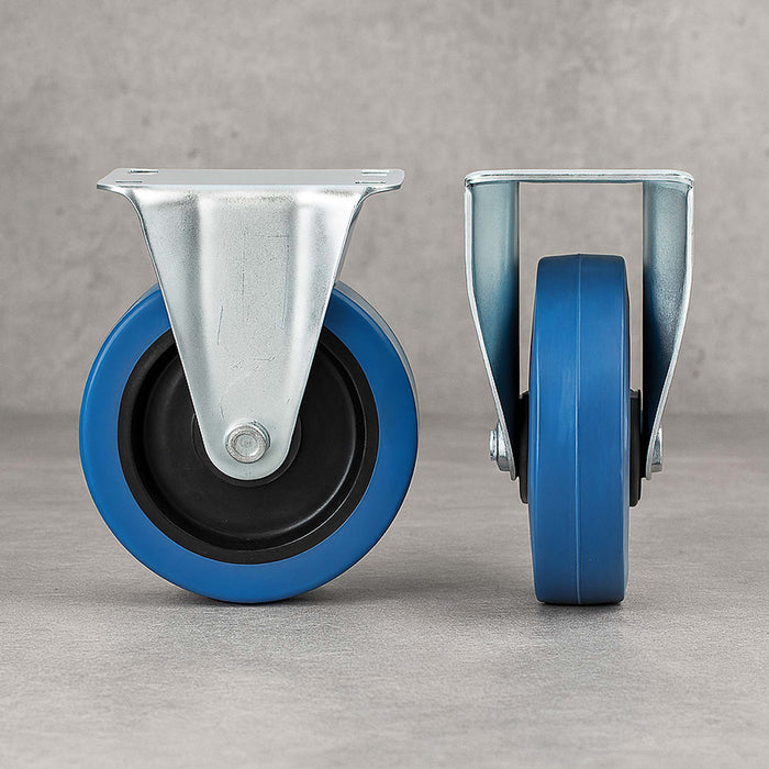 Set di 2 ruote fisse da 160 mm per trasporto, con piastra di montaggio, max 300 kg per ruota