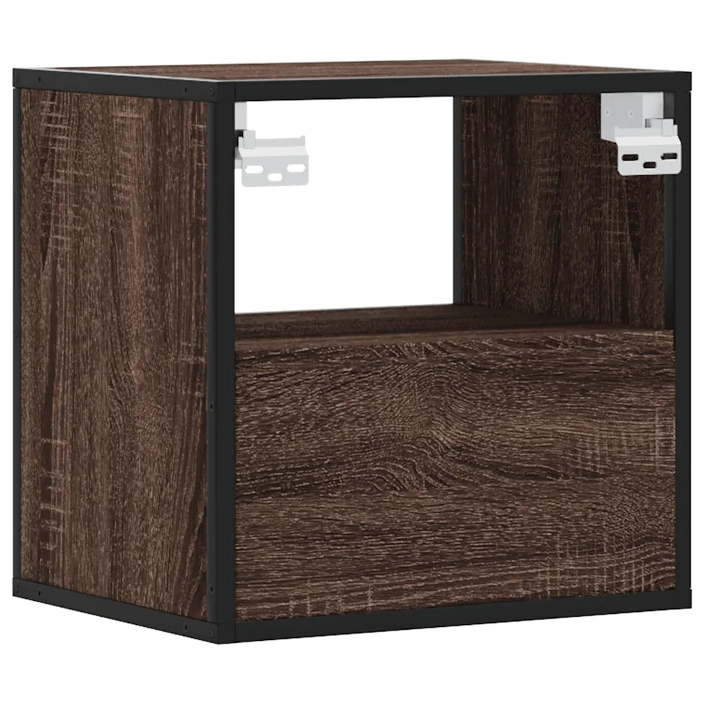 Comodino a Muro-Tavolino da notte sospeso Rovere Marrone 40x31x39,5 cm 516977