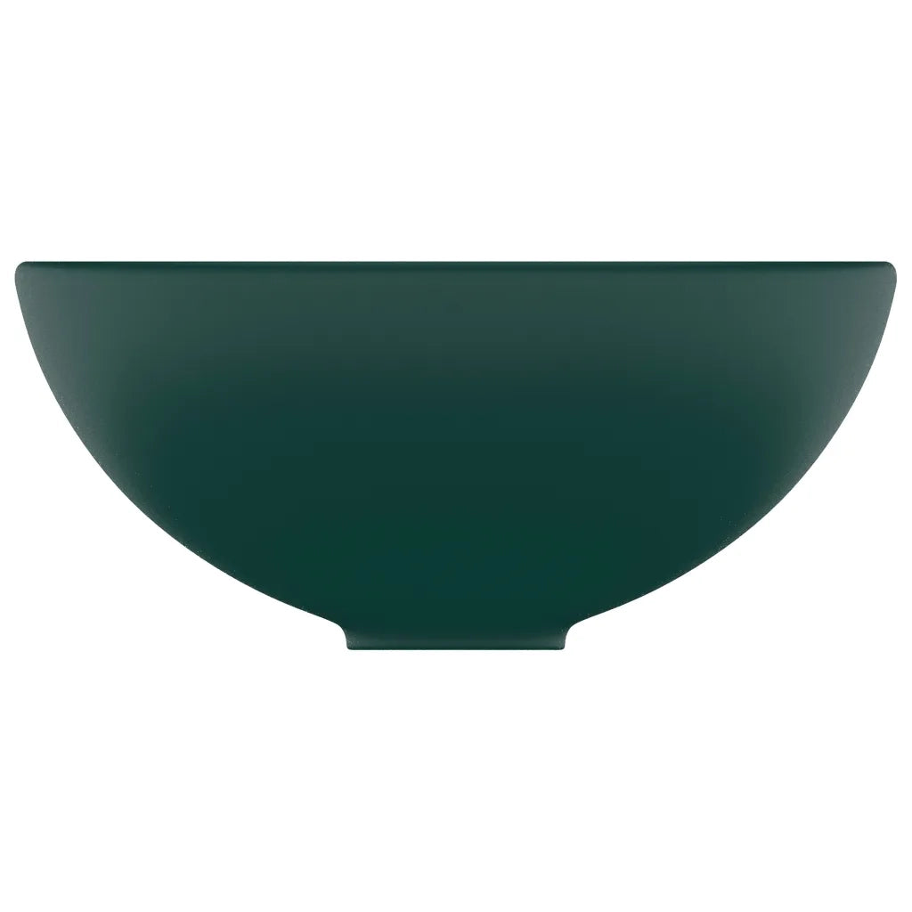 Lavandino Lusso Rotondo Verde Scuro Opaco 32,5x14 cm Ceramica