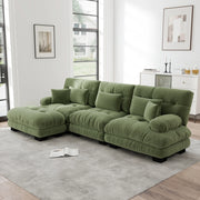 Divano Angolare Modulare con Ottoman ¨C MINIMAL ¨C Velluto a Coste, Verde, Chaise Longue