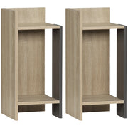 Set 2 Comodini Ripiano Aperto 27x25x60 cm in Truciolato Grigio e Legno Naturale