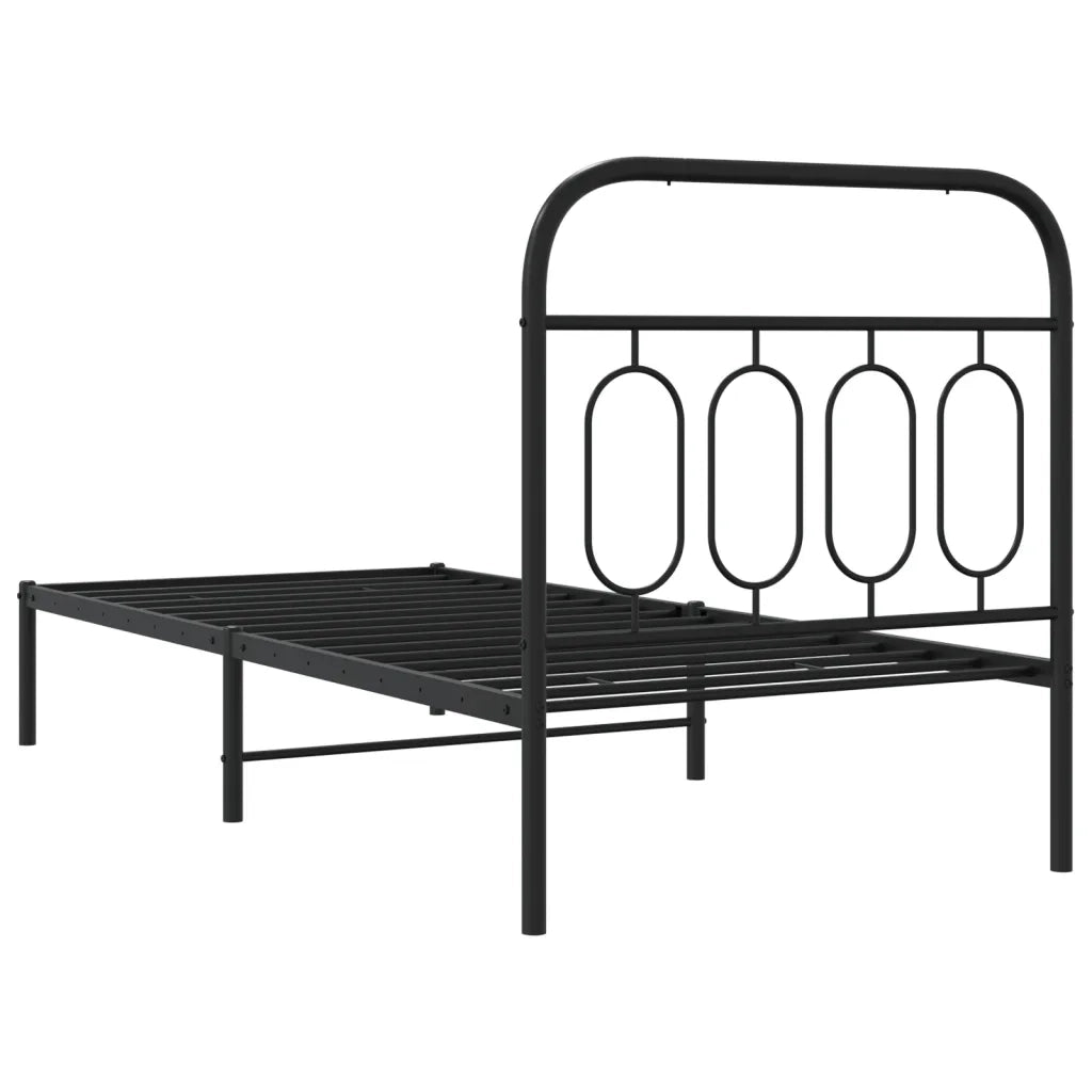 Giroletto con Testiera-Struttura Letto con testiera in Metallo Nero 90x190 cm 181887