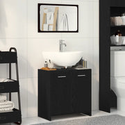 Mobile da Bagno con Specchio Rovere Nero in Legno Multistrato 862014