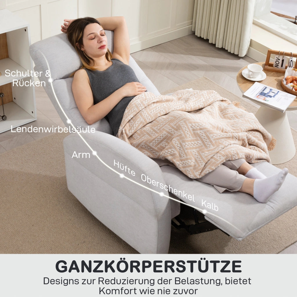 Poltrona Relax Massaggiante Reclinabile con Poggiapiedi ¨C zephmum ¨C Grigio Chiaro