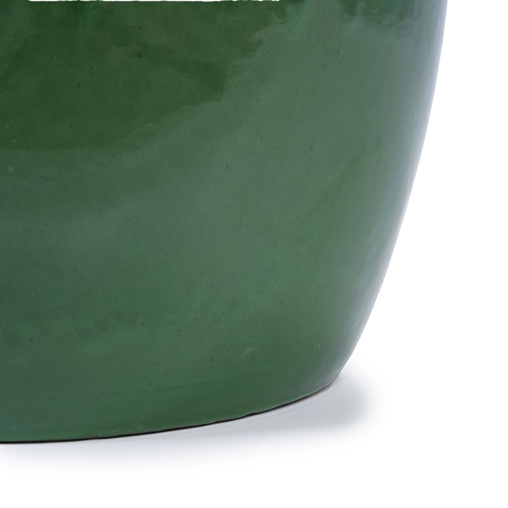 Vaso per piante in ceramica smaltata verde antico con foro di drenaggio per interni ed esterni