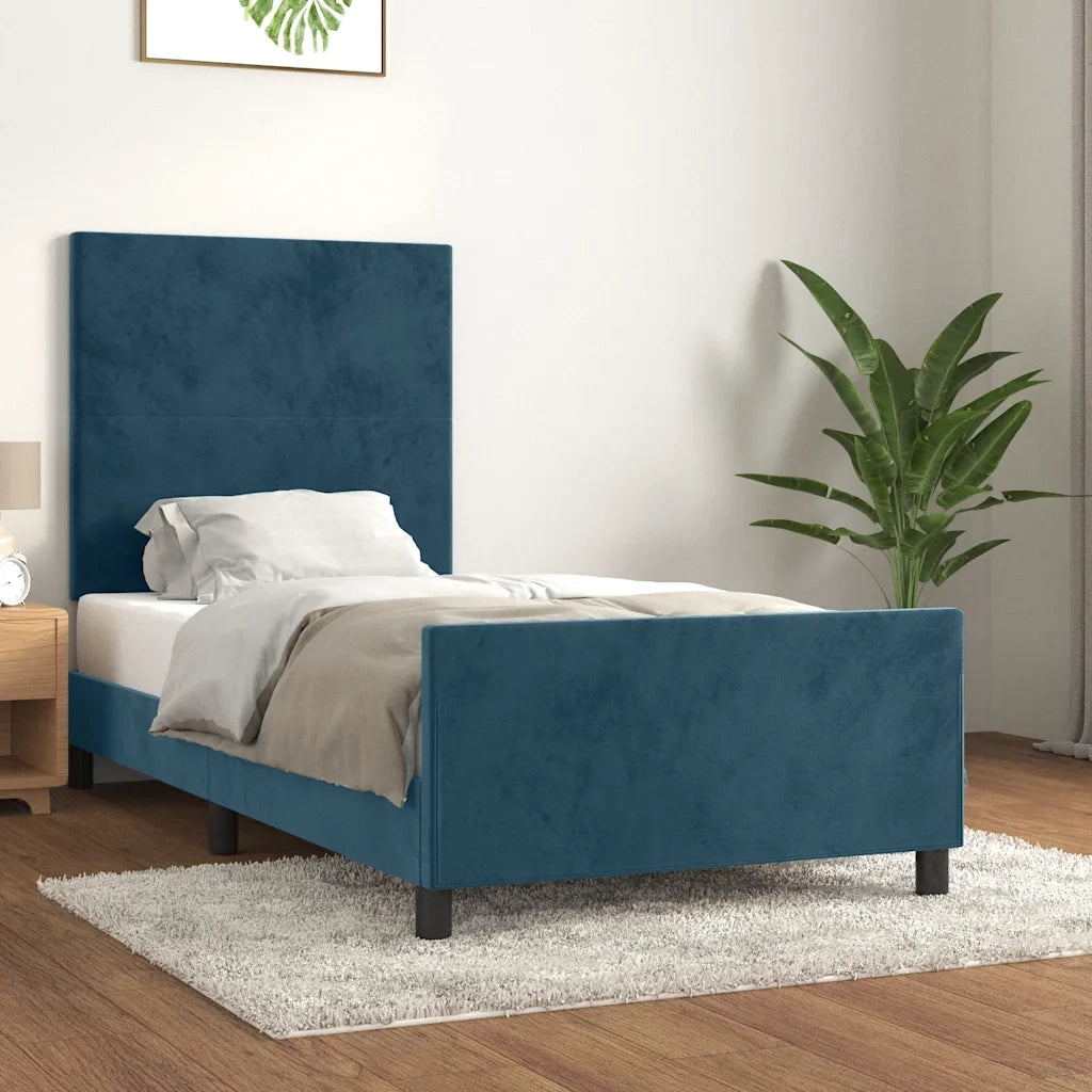 Giroletto senza Materasso Blu Scuro 80x200 cm in Velluto