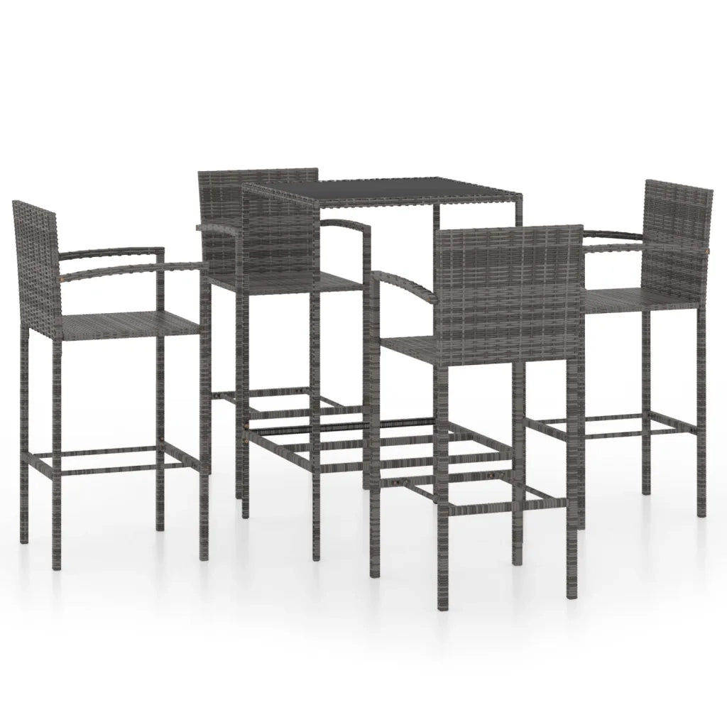 Set Bar da Giardino 5 pz in Polyrattan Grigio 3064841