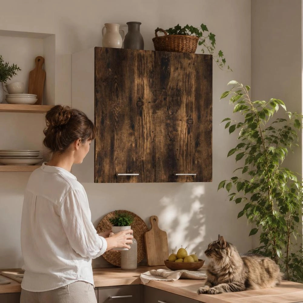 Lyon Wall Cabinet, Smoked Oak, 60x31x60 Cm, Engineered Wood