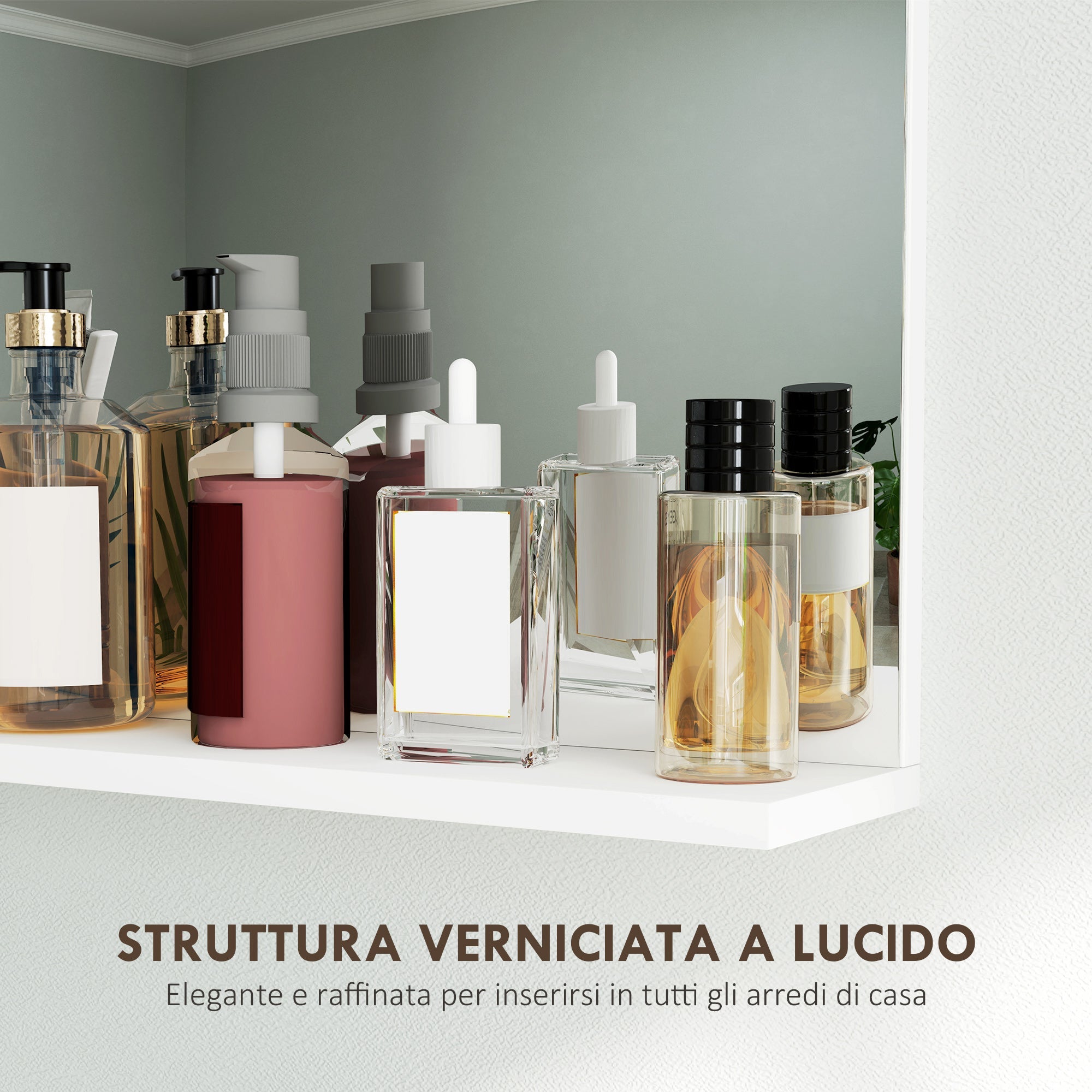 Specchio da Bagno da Parete con Mensola 50x12x60 cm Bianca