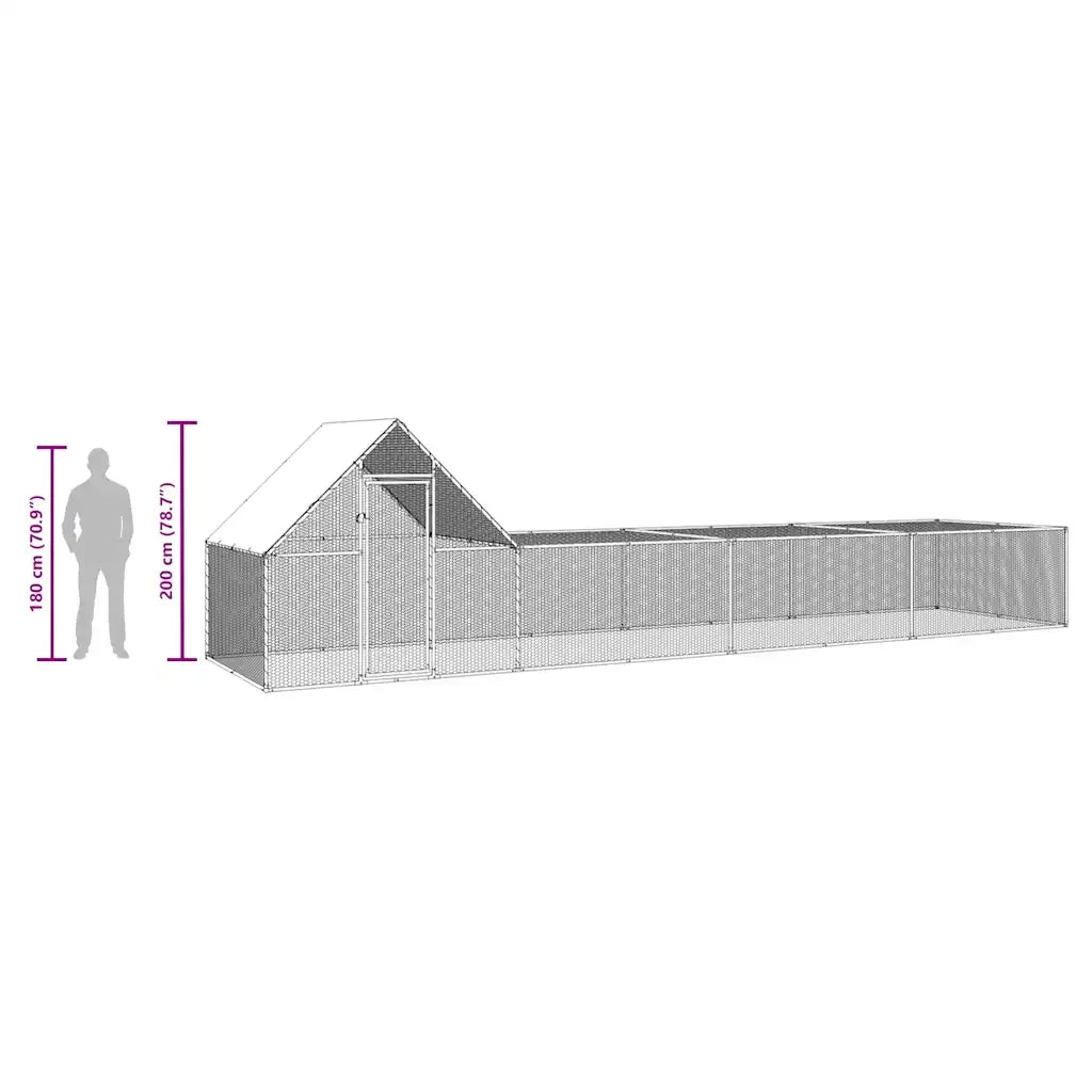 Pollaio 8x2x2 m in Acciaio Zincato 144558