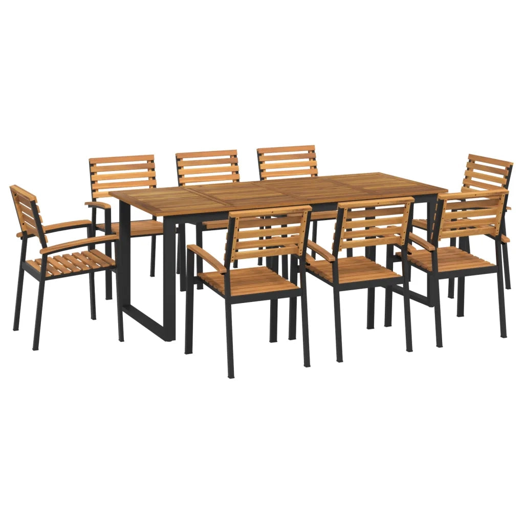 Set Pranzo da Giardino 9 pz Legno Massello di Acacia e Metallocod mxl 70263