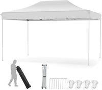Gazebo da Giardino Pop-up Pieghevole 445 x 300 CM, Grande Tenda da Patio Impermeabile, Altezza Regolabile, Protezione Solare, con Borsa da Trasporto e Ruote per Campeggio, Spiaggia (Beige)