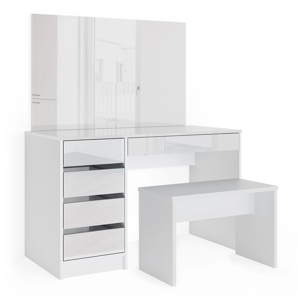 Vicco Tavolo da toeletta Bianco 120 cm con panca