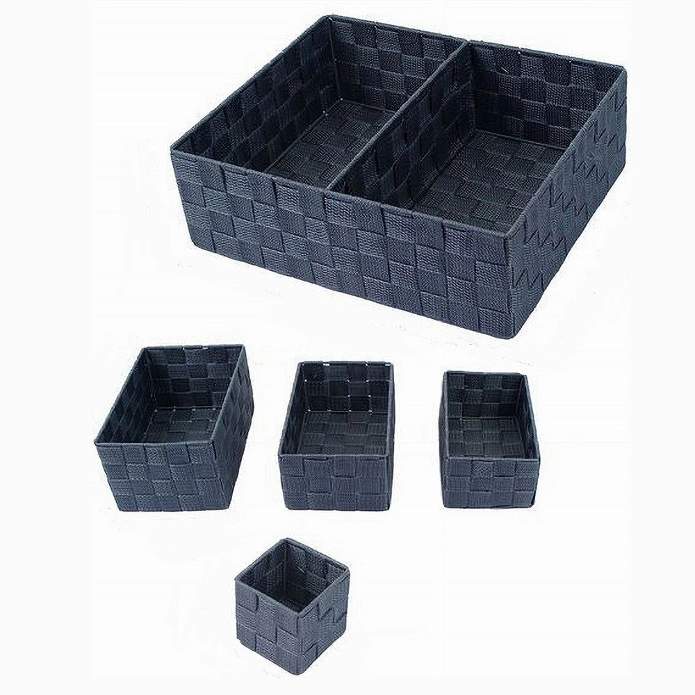 Trade Shop - 11 Pz Scatole Tessuto Componibili Organizer Bagno Armadi Cassetti Scaffali 79080 -