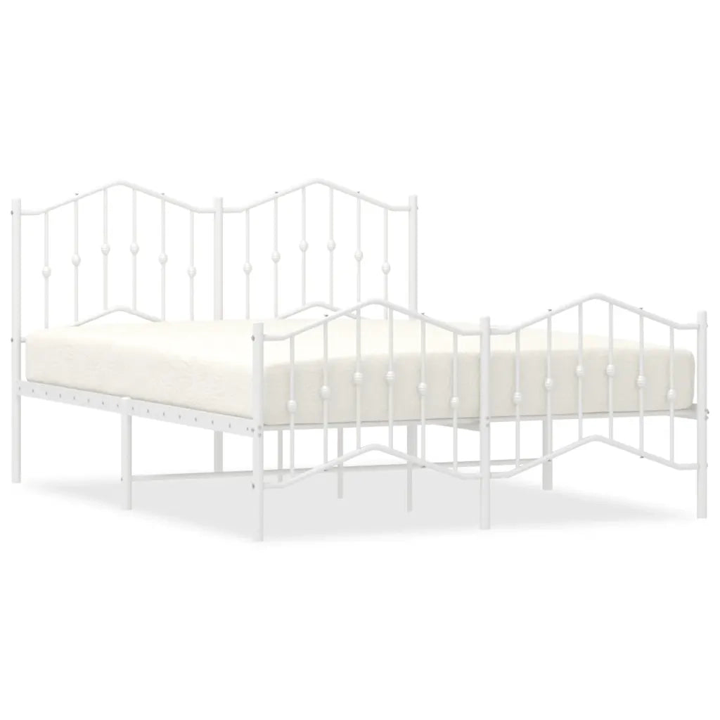 Giroletto con Testiera e Pediera-Struttura Letto Metallo Bianco 135x190 cm 480728