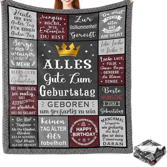 Tenda di compleanno per uomini, grigio, 130x150cm, poliestere, singola finitura, caldo, confortevole, uso interno ed esterno, decorazione, regalo per uomini