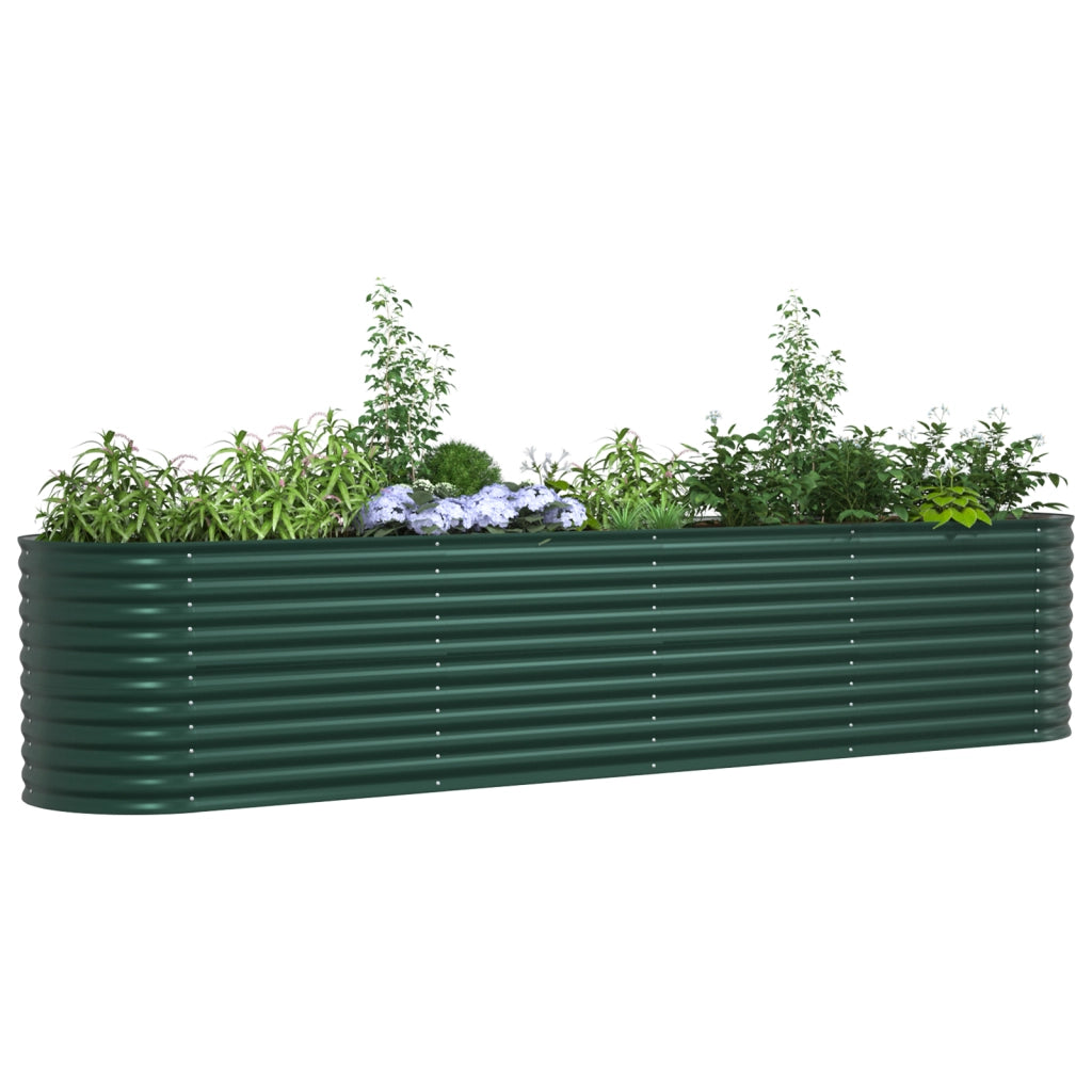 Letto da Giardino Rialzato Verde 400x80x81 cm in Acciaio Zincato