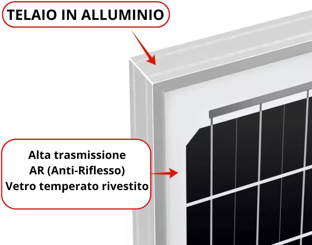 Pannello solare 12v 100W, Pannello Fotovoltaico Monocristallino