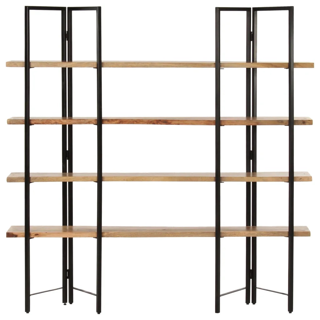 Libreria a 4 Livelli-Scaffale per Libri-Mobile di Stoccaggio 160x35x160 cm in Legno Massello di Mango