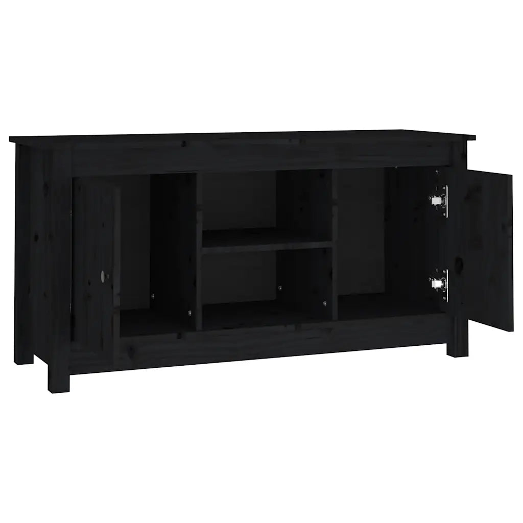 Mobile Porta TV Nero 103x36,5x52 cm in Legno Massello di Pino 814588