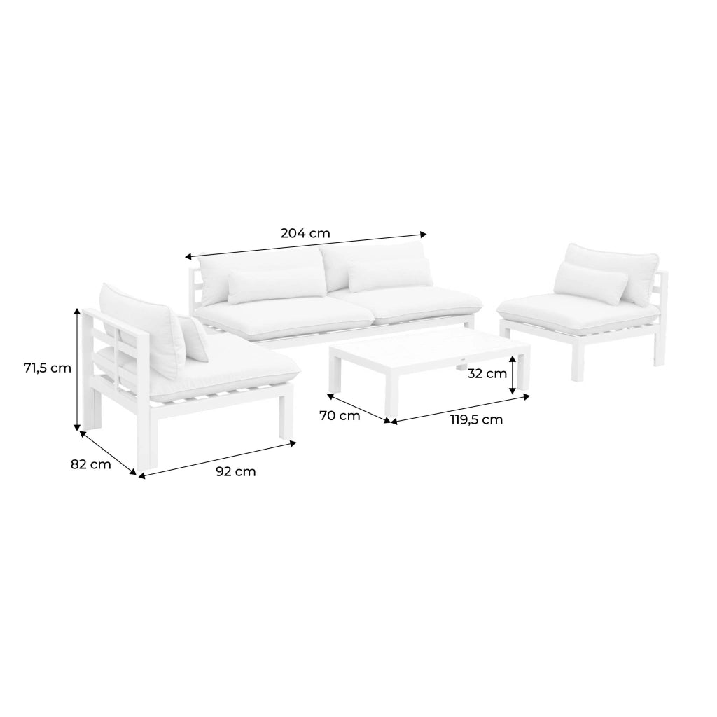 Salotto da giardino in alluminio, 5 posti, beige