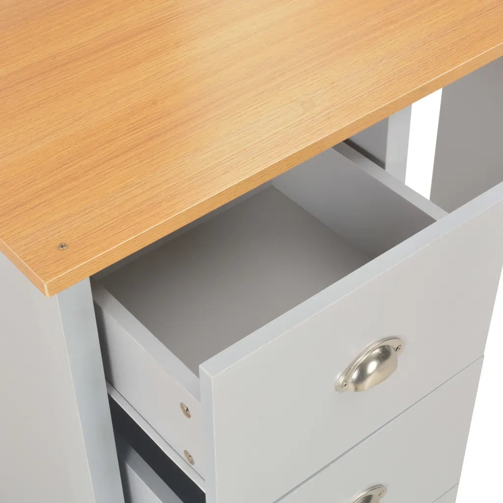 Toeletta | Tavolo da Trucco con Specchio e Sgabello Grigio 104x45x131 cm
