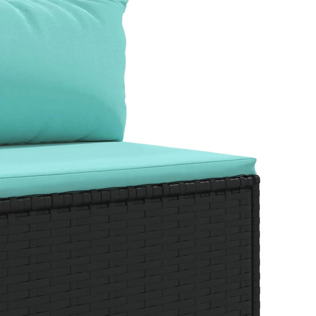 vidaXL Set Divani da Giardino 5 pz con Cuscini Nero in Polyrattan