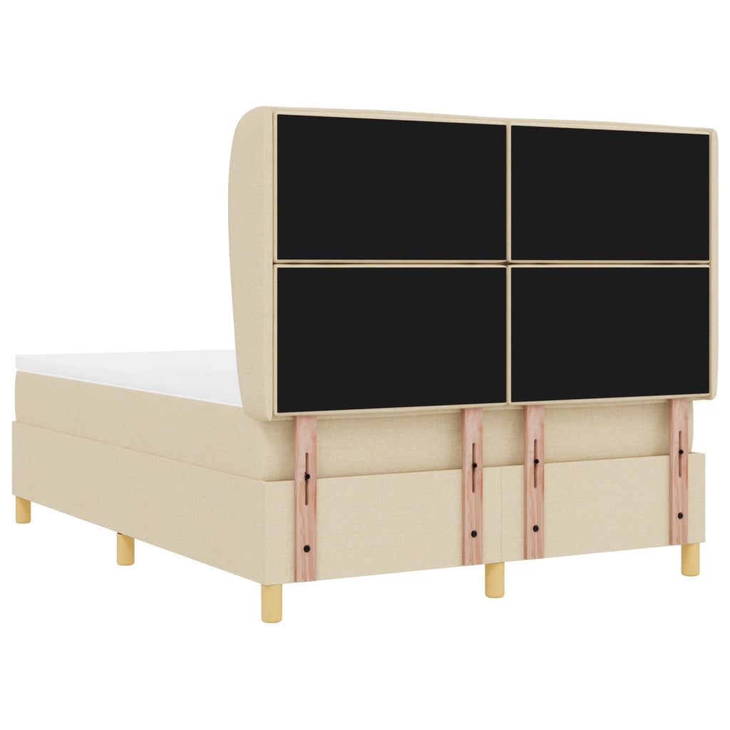 Letto Box Spring con Materasso Panna 140x190 cm Tessuto
