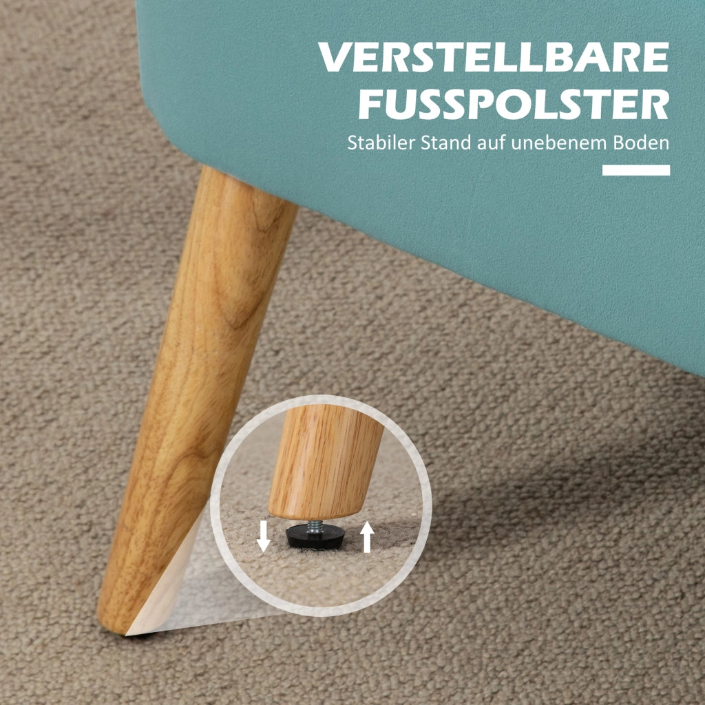 Divano 2 posti retrodesign ¨C zephmum ¨C verde, legno, 117x56,5x77