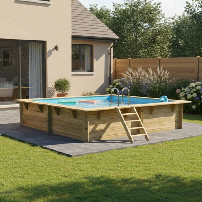 Piscina In Legno Northwood 300 - 3,00 X 3,00 H1,26 M - Liner Beige