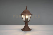 LIVENZA PALO SEGNAVIALI DA ESTERNO 4 LATI FUSIONE DI ALLUMINIO RUGGINE E VETRO TRASPARENTE H. 36,5CM IP44 1 LUCE ATTACCO E27