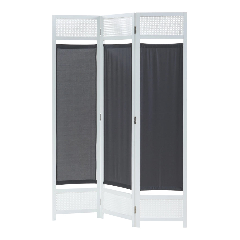 Paravento Pieghevole Dorotea per Interni Separè a 3 Pannelli 120 x 170 cm Bianco / Grigio Scuro [en.casa]